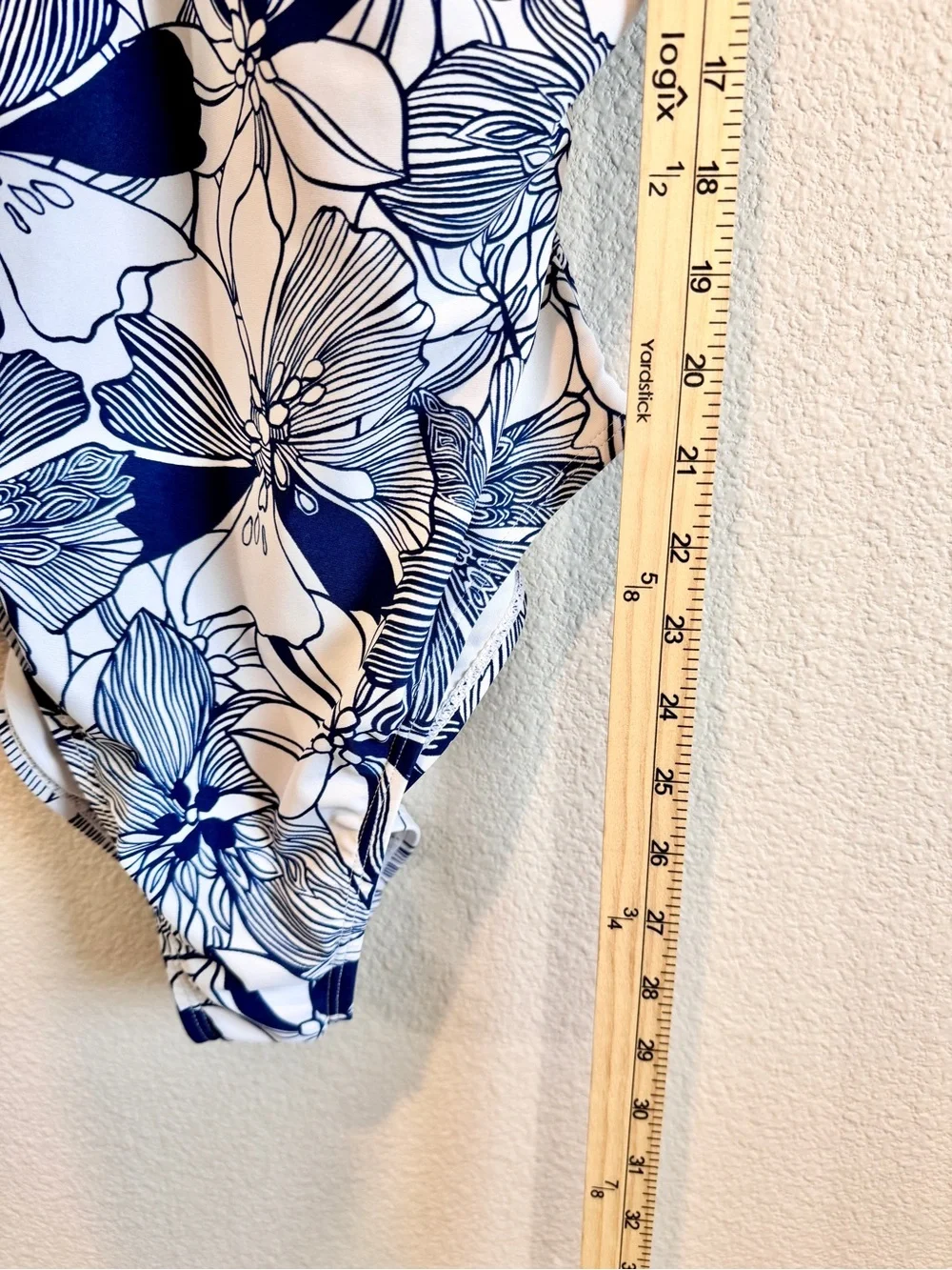 Stella Parker Collection XL One Piece Swimsuit Navy Floral Ruffle Resort J47